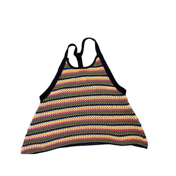 Zara Knit Crochet Rainbow Racerback Tank Top, small, Bohemian - Picture 1 of 4